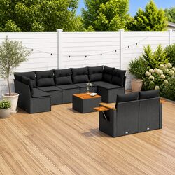 Premium 10 Piece Modular Outdoor Sofa Set in Black