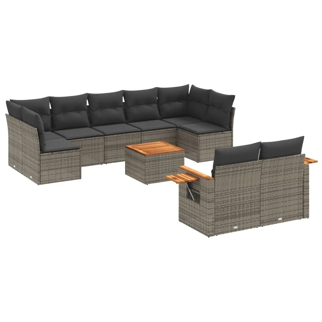 Garden Sofa Set PE Rattan 10 Piece Modular Outdoor Furniture Grey