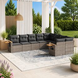 Durable 9 Piece Modular Garden Sofa Set in Grey