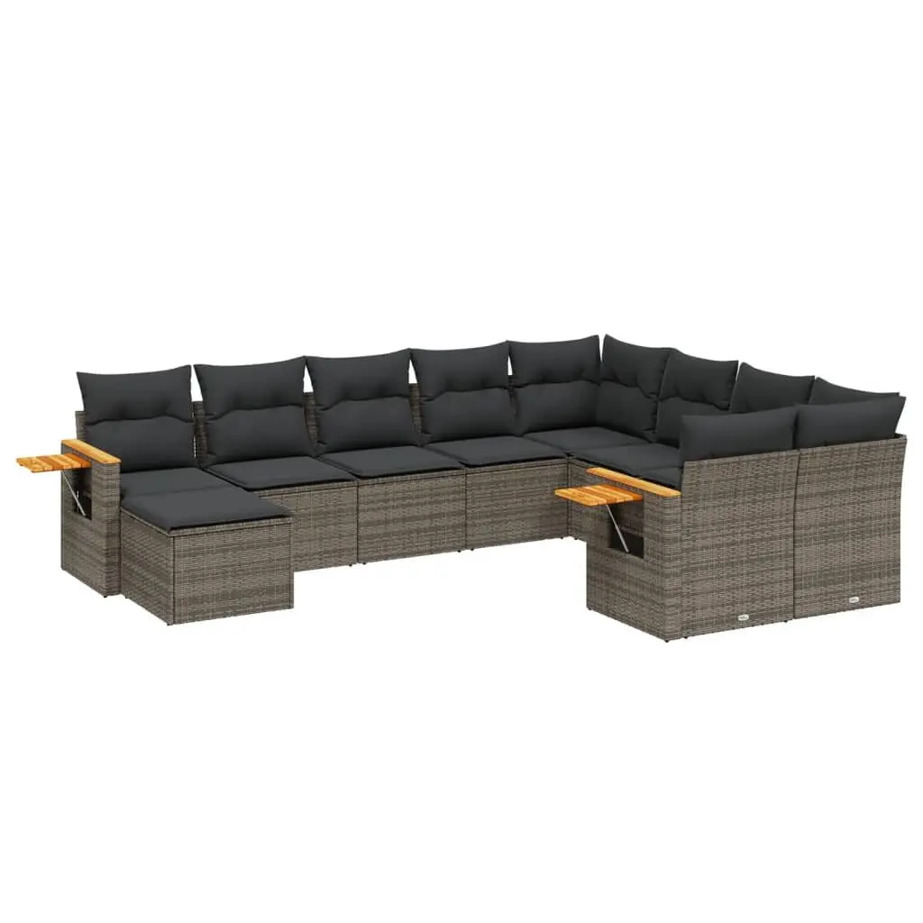 Grey Poly Rattan 10-Piece Modular Garden Sofa Set