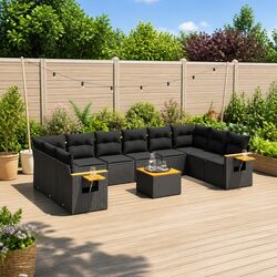 Durable 11 Piece Modular Garden Sofa Set with Cushions