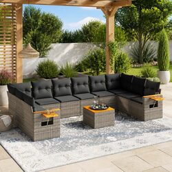 Grey Modular 11-Piece Garden Sofa Set for Outdoor Relaxation