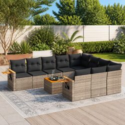 Premium 11-Piece Garden Sofa Set in Grey Poly Rattan