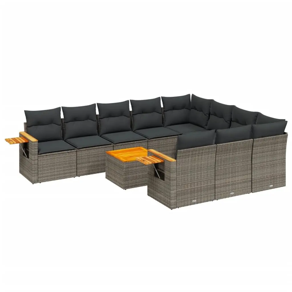 Garden Sofa Set PE Rattan 11 Piece Grey Modular Outdoor Furniture