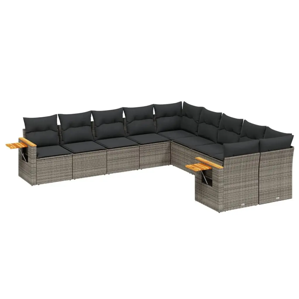 Garden Sofa Set PE Rattan 10 Piece Modular Outdoor Furniture Grey