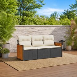 Modular Outdoor Sofa Set 3-Piece Poly Rattan Furniture