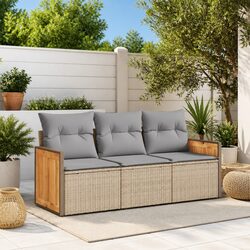 Modular Beige Garden Sofa Set 3 Piece Outdoor Furniture