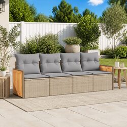 4-Piece Beige Outdoor Garden Sofa Set with Storage
