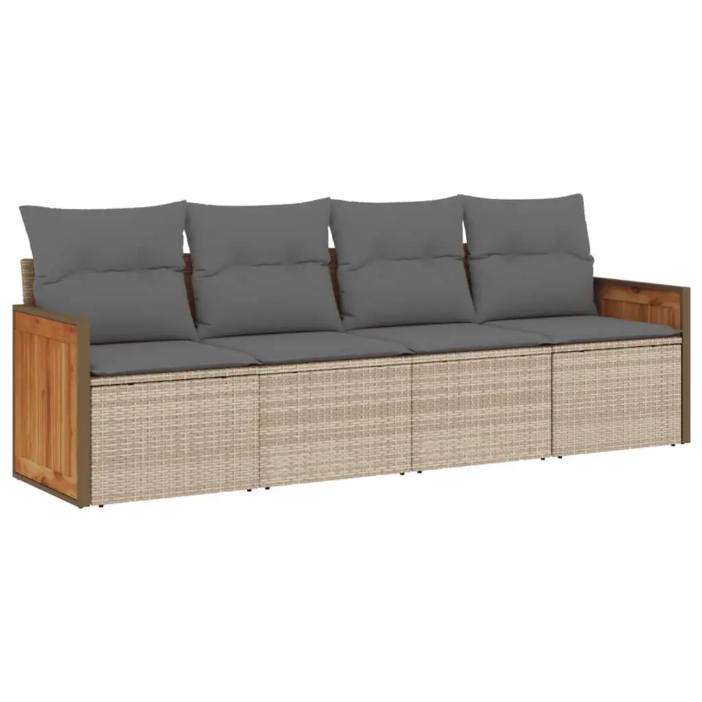 4-Piece Beige Outdoor Garden Sofa Set with Storage