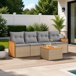 Premium 5-Piece Outdoor Sofa Set with Storage Cushions