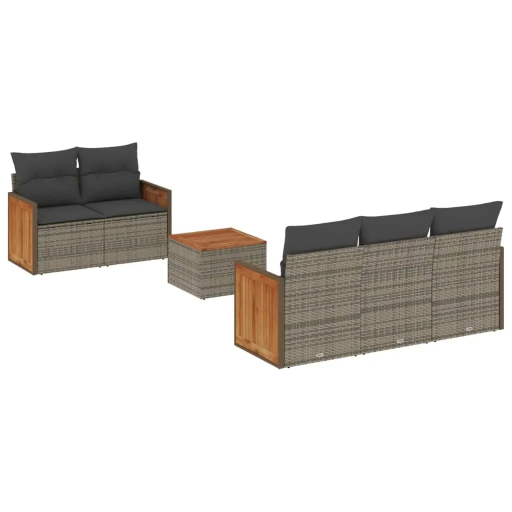 Garden Sofa Set PE Rattan 6 Piece Modular Outdoor Furniture Grey