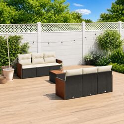 7-Piece Outdoor Patio Furniture Set in Black Poly Rattan