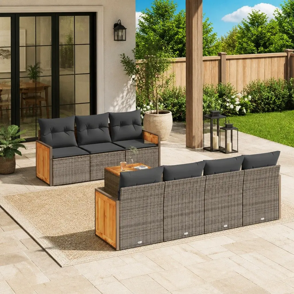 8-Piece Grey Modular Garden Sofa Set for Outdoor Use