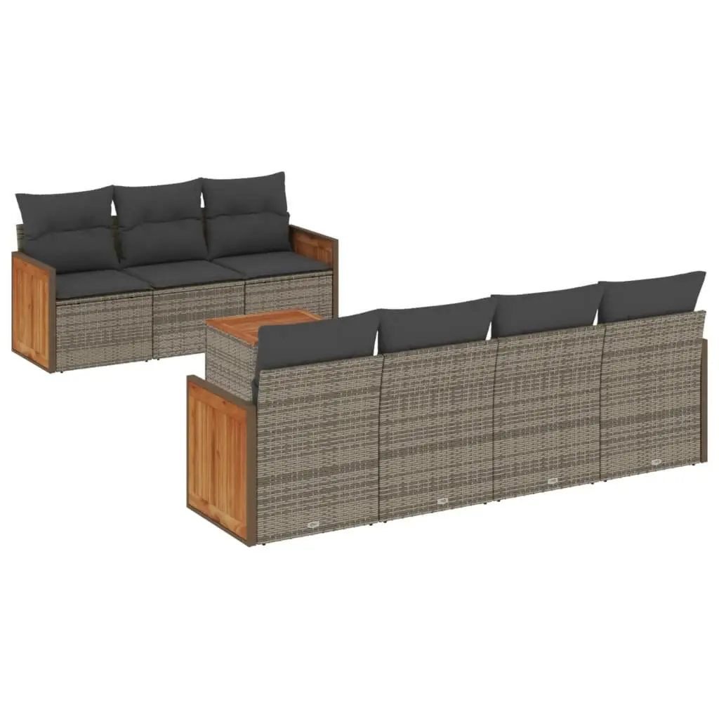 8-Piece Grey Modular Garden Sofa Set for Outdoor Use