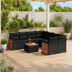 Durable 9-Piece Outdoor Garden Sofa Set with Cushions