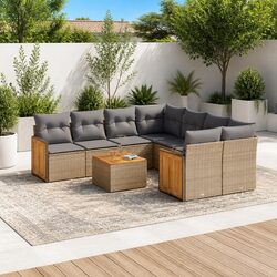 Beige 9 Piece Modular Garden Sofa Set for Outdoor Comfort