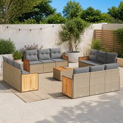Beige 13 Piece Modular Garden Sofa Set for Outdoor Comfort