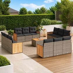 Premium Grey 13-Piece Garden Sofa Set for Outdoors
