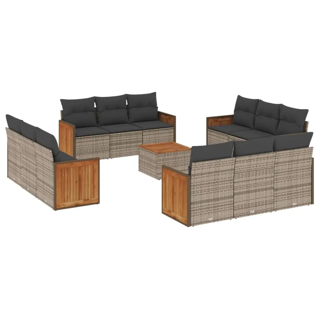 Garden Sofa Set PE Rattan 13 Piece Outdoor Furniture Modular Grey