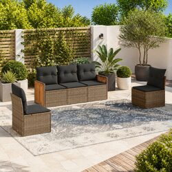Stylish 5-Piece Garden Sofa Set in Grey Poly Rattan