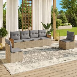 Premium 6-Piece Outdoor Sofa Set with Cushions in Beige