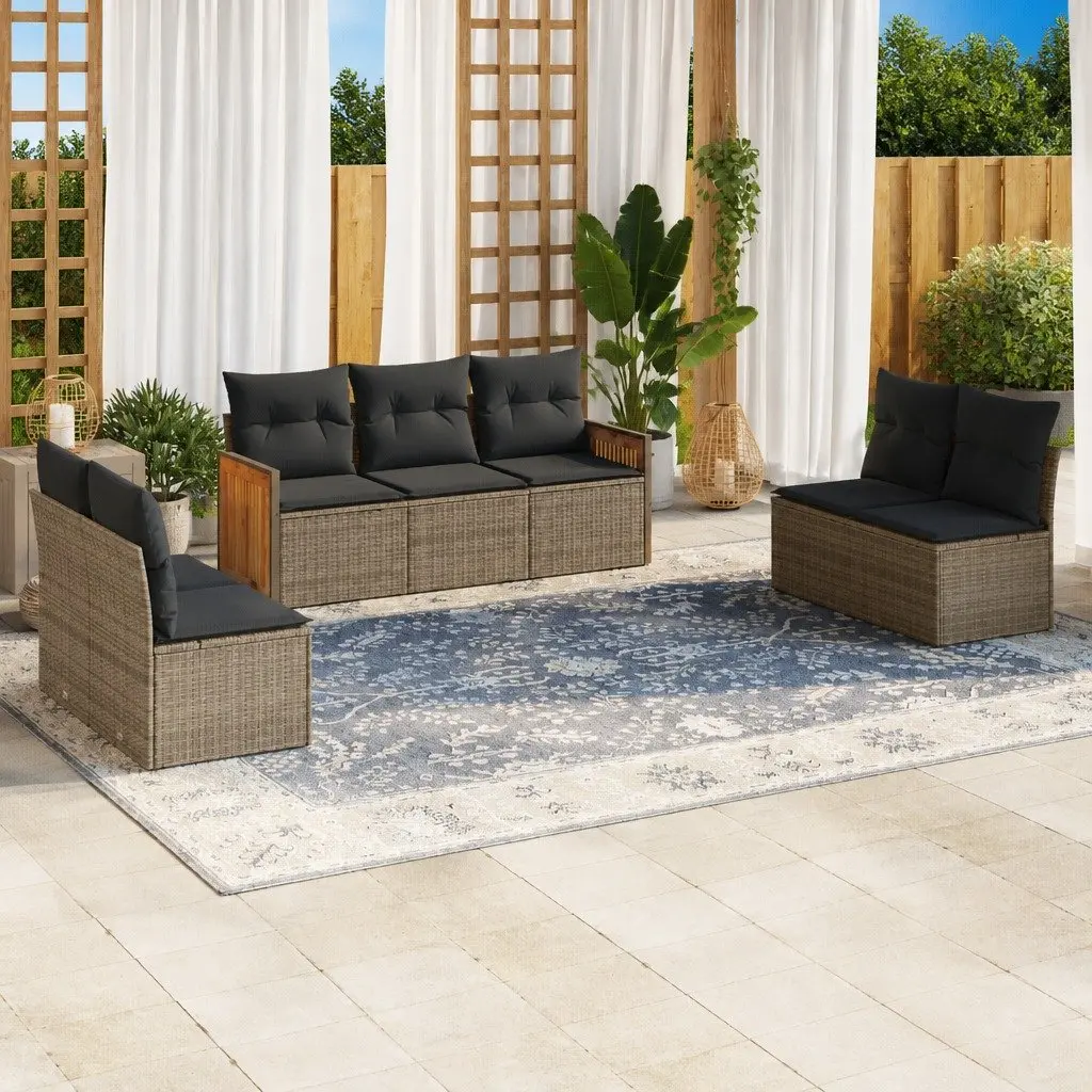 7 Piece Grey Modular Garden Sofa Set for Outdoors