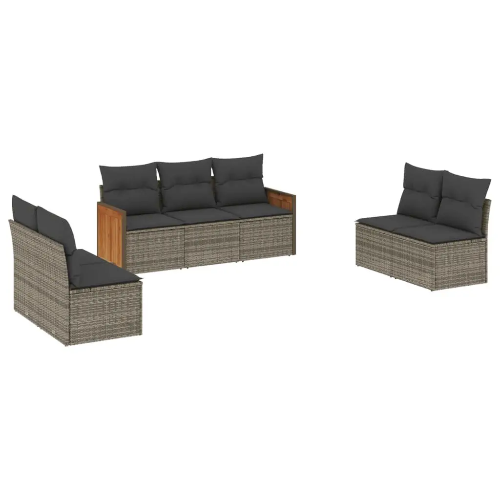 7 Piece Grey Modular Garden Sofa Set for Outdoors