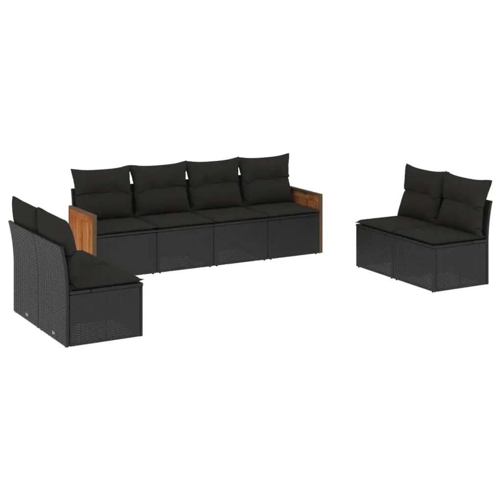 Garden Sofa Set PE Rattan 8 Piece Modular Outdoor Furniture Black