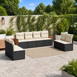 Durable 8 Piece Modular Garden Sofa Set in Black