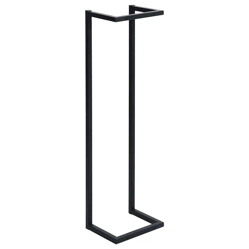 Towel Rack Iron Wall Mount Bathroom Organizer Black 25 x 20 x 95 cm