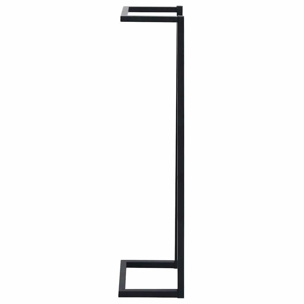Towel Rack Iron Wall Mount Bathroom Organizer Black 25 x 20 x 95 cm