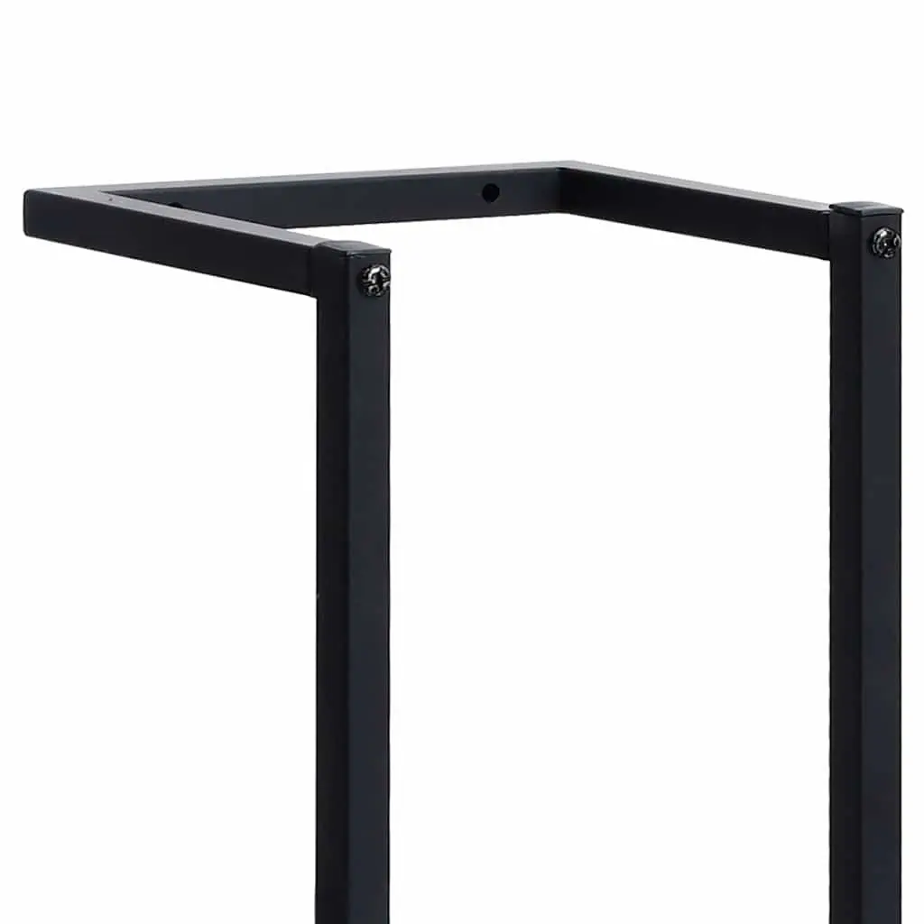 Towel Rack Iron Wall Mount Bathroom Organizer Black 25 x 20 x 95 cm