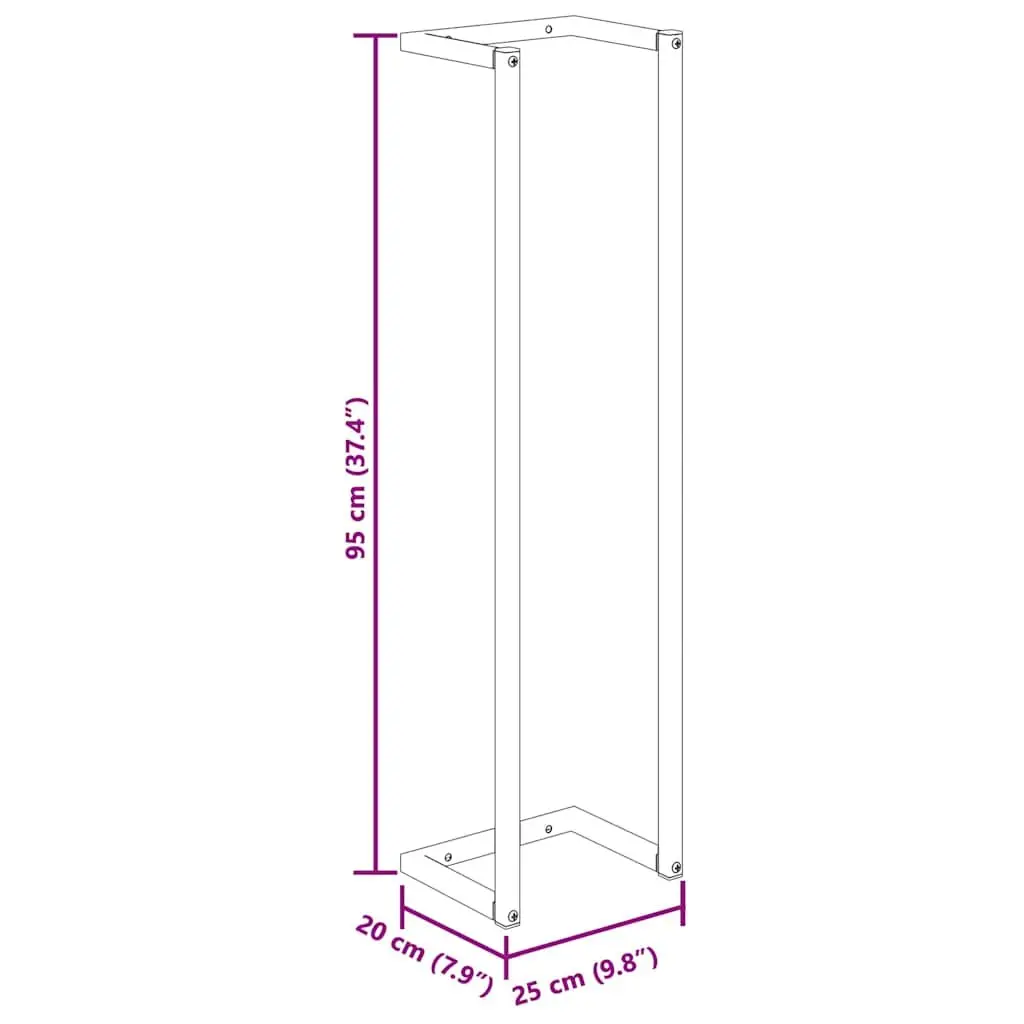 Towel Rack Iron Wall Mount Bathroom Organizer Black 25 x 20 x 95 cm