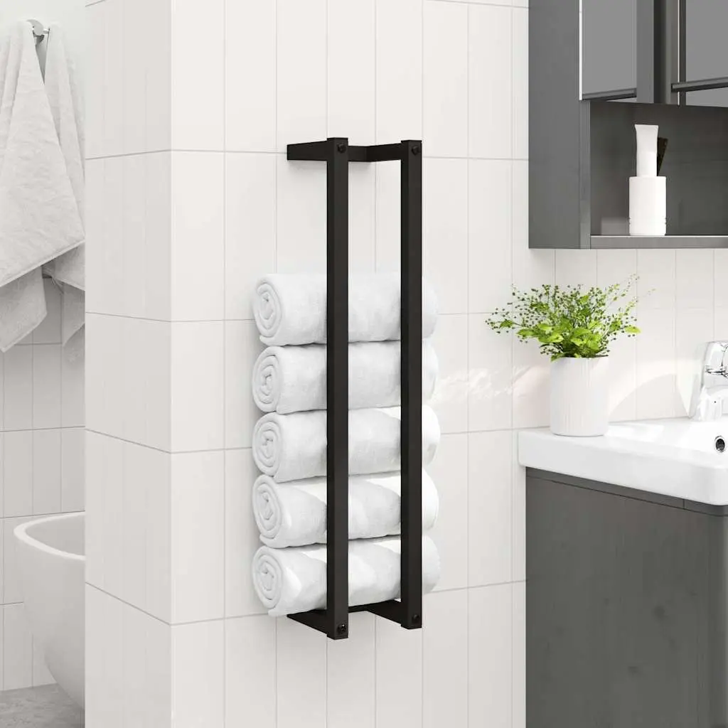 Black Iron Wall-Mounted Towel Rack
