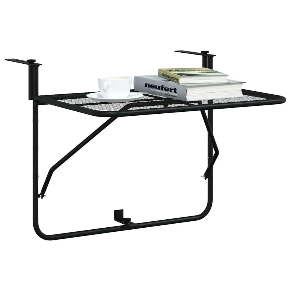 Outdoor Foldable Balcony Table in Black Steel Mesh