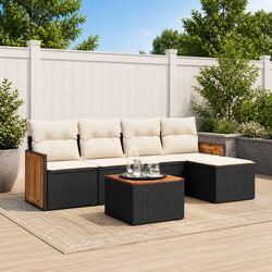 Durable Black Poly Rattan Garden Sofa Set with Cushions