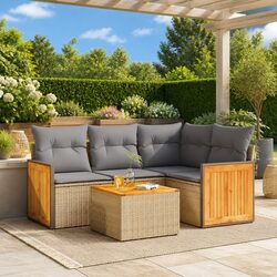 Beige 5-Piece Garden Sofa Set for Outdoor Spaces