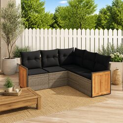 5-Piece Modular Garden Sofa Set in Grey Rattan