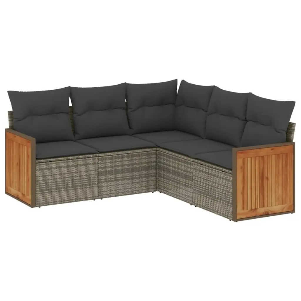 5-Piece Modular Garden Sofa Set in Grey Rattan
