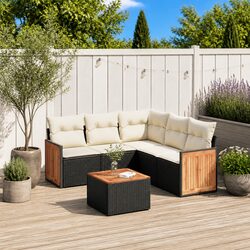 Durable 6-Piece Garden Sofa Set with Cushions and Storage
