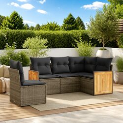 High-Quality 5-Piece Grey Garden Sofa Set for Outdoors