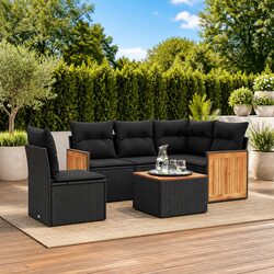Durable 6 Piece Garden Sofa Set with Cushions