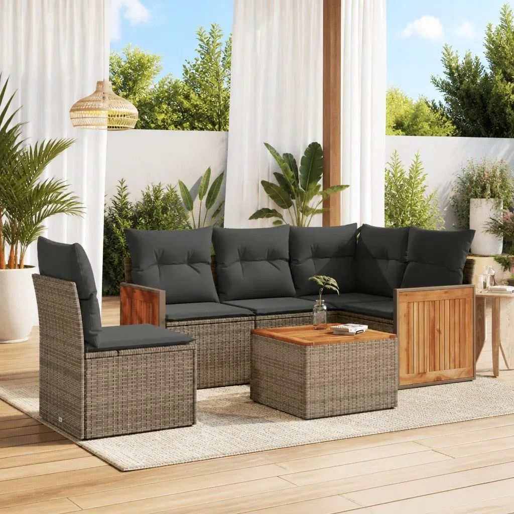 6-Piece Modular Garden Sofa Set in Grey