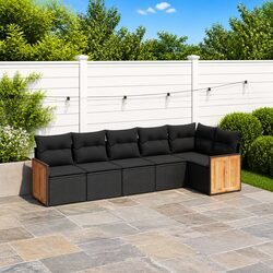 Premium Modular Black Rattan Garden Sofa Set 6-Piece