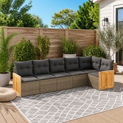 6-Piece Modular Garden Sofa Set in Grey Rattan