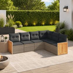 Durable 6-Piece Modular Garden Sofa Set in Grey