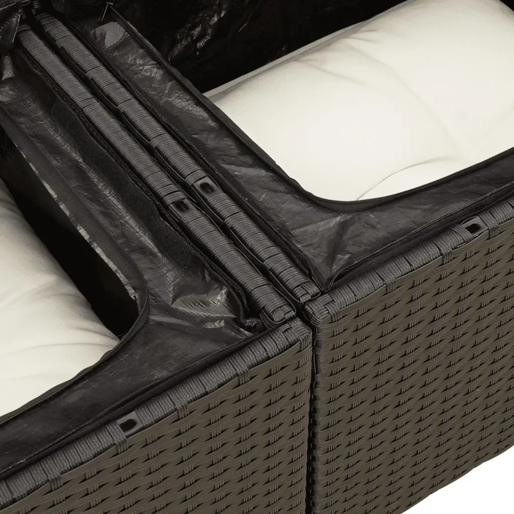 Black Modular 6-Piece Garden Sofa Set for Outdoor Comfort