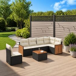 High-Quality 7 Piece Garden Sofa Set with Cushions