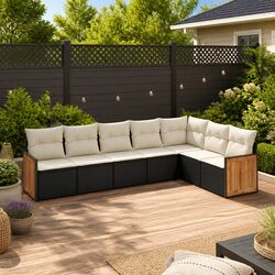 High-Quality 7 Piece Garden Sofa Set with Storage Cushions