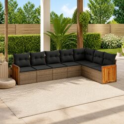 Exceptional 7 Piece Grey Poly Rattan Garden Sofa Set